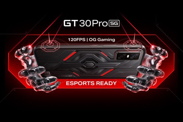 Infinix GT 30 Pro 5G back panel with an esports-ready design and 120FPS gaming feature.