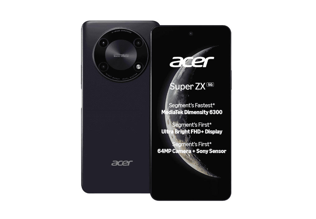 Acer Super ZX smartphone with centered punch-hole display