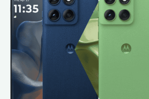 Motorola Edge 60 5G in Pantone Gibraltar Sea and Shamrock Green colors