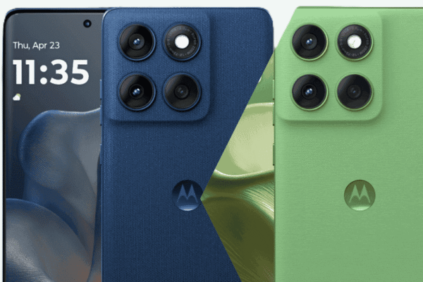 Motorola Edge 60 5G in Pantone Gibraltar Sea and Shamrock Green colors