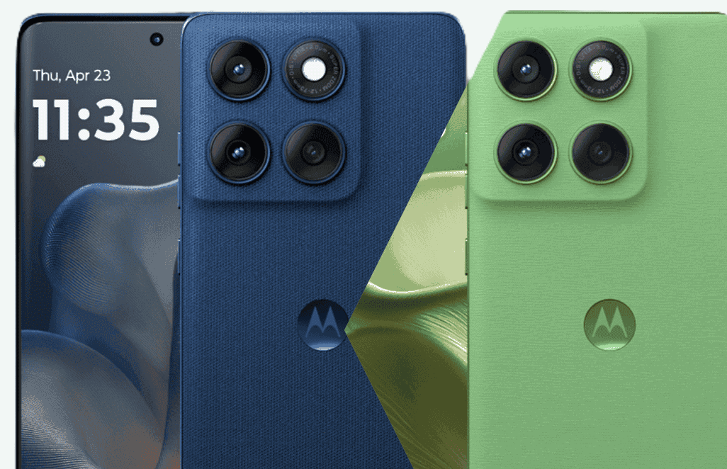 Motorola Edge 60 5G in Pantone Gibraltar Sea and Shamrock Green colors